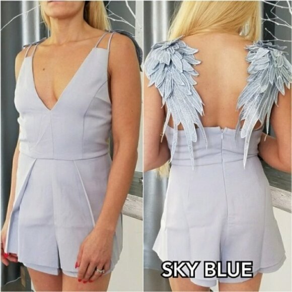 ANGEL WINGS Sky Blue Or Blush Pink Romper - Picture 1 of 4